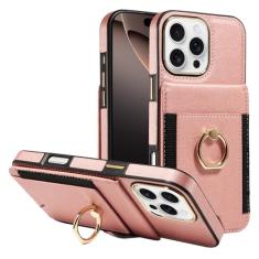 S. Tedazo Capa carteira compatível com iPhone 16 Pro Max com suporte para cartão de crédito e suporte de anel de rotação de 360°, capa flip de couro com bloqueio RFID à prova de choque para iPhone 16