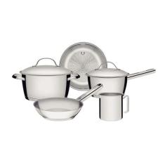 Jogo De Panelas Tramontina Allegra Em Aço Inox Com Fundo Triplo 5 Peça