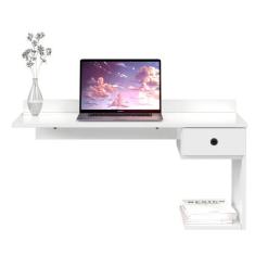 Escrivaninha Mesa de Computador Suspensa Home Office Com Gaveta Parede