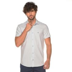 Camisa Manga Curta Slim Masculina Linho Levinho Lisa Jovem - TEODORO, 