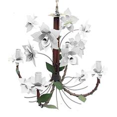 Pendente De Ferro Artesanal Para Quarto Envelhecido 04 Bocais com Flores