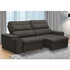 Sofá Ferguile Genebra 3 Lugares Com Porta Copo e USB