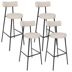 Kit 04 Banquetas Altas Estrutura Em Aço Milão Linho Bege