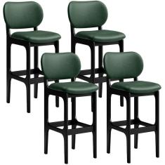 Kit 4 Banquetas Alta Betta Preto Facto Verde Musgo