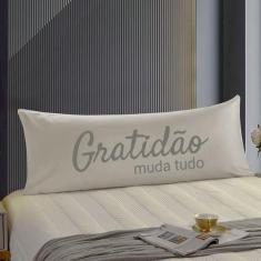 Travesseiro De Corpo Body Pillow Natural 40x130cm Gratidão Cinza - FAS