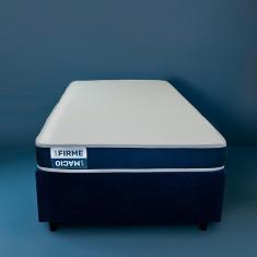 Cama Box Solteiro com Colchão Guldi Duplo Plus D28 Branca e Azul