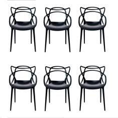 Kit 6 Cadeiras Allegra Preta Sala Cozinha Jantar