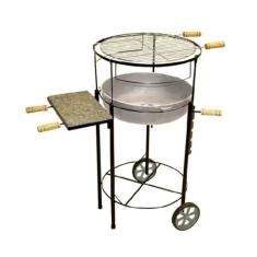 Churrasqueira Redonda Carrinho Regulável Bojo em Alumínio
