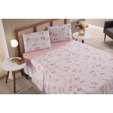 Jogo de Lençol Casal Padrão 4 Peças Tulipa Roupa de Cama Percal 100% A