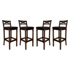 Kit 4 Banquetas Media Estofada para Bancada Madri Madeira Capuccino Su