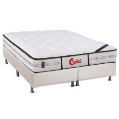 Cama Box King: Colchão Molas Castor Pocket Gold Star Vitagel Classic + Base Branco(193X203)