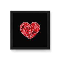 Arte Maníacos Quadro Decorativo Coração Geométrico - 50x50cm (Moldura em laca preta)