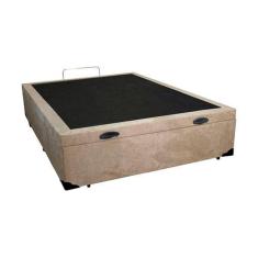 Cama Box Baú Casal Conforto Suede Bege + Colchão Casal Conforto Espuma D23 Com EPS 17x138x188