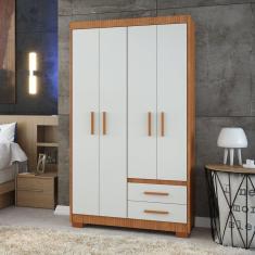 Guarda Roupa Casal 4 Portas 2 Gavetas Primacy Freijó Wood/Off-White