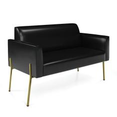 Sofá Namoradeira 2 Lugares Pé De Ferro Dourado Marisa Corano D03 - D`rossi Cor Preto