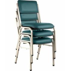 Kit Com 3 Cadeiras Para Auditórios Linha Hotel Smart Verde