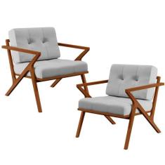 Kit 02 Poltronas Decorativas Sala de Estar com Cintas de Material Sint