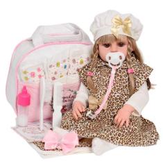 Bebê Reborn Boneca Realista Loira Conjunto Oncinha Completo - Cegonha 