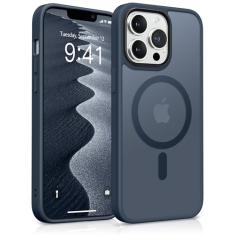 GONEZ Capa magnética para iPhone 13 Pro Max, compatível com MagSafe,[Proteção contra quedas de grau militar] [Antiimpressões digitais] Capa protetora fina translúcida fosca à prova de choque (azul