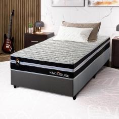 Conjunto Cama Box c/ Molas Ensacadas Durham Preto Solteiro 96x203x60