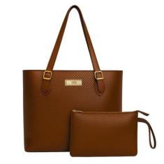 Kit Bolsa Feminina + Necesser Tendência Willibags, Caramelo, Cor