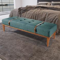 Recamier Em Linho 150cm Com Cinto Em Couro Yarin Azul