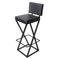 Banqueta Zênite Com Encosto - Preto - Assento Estofado Preto - 65cm