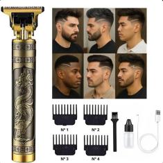 Máquina de Cortar Cabelo e Barba  Premium, Recarregável, Dragão Dourad