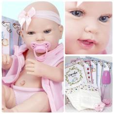 Bebê Reborn Boneca Princesa Lara 100% Silicone 18 Itens - Cegonha Rebo