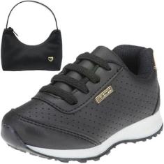 Tênis Infantil Feminino Elástico Jogger com Bolsinha Preto - Club Happy 20.015-Feminino