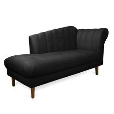 Divã Recife Suede Preto 165 cm Pés Chanfrado Castanho - D`Rossi