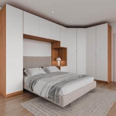 Guarda Roupa Modulado Canto 10 Portas 5 Peças Hera CabeCasa MadeiraMadeira Louro/Branco Geada