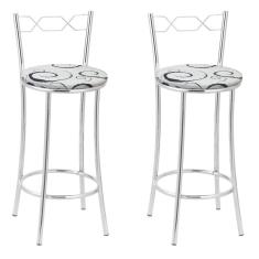 Kit 2 Banquetas Cromadas Bc51-b E523 Cromado/Branco