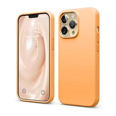 elago Capa compatível com iPhone 13 Pro, capa de silicone líquido, capa protetora de câmera de corpo inteiro, à prova de choque, fina, forro de microfibra macio antiarranhões, 6,1 polegadas (laranja)