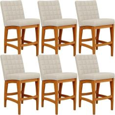 Kit 06 Banquetas Baixa Cozinha Bancada L02 Champagne