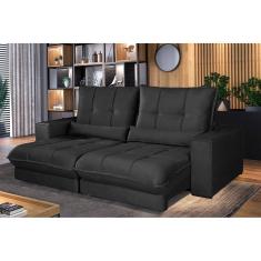 Sofá Retrátil e Reclinável Thor - Molas Ensacadas 210 Cm – Veludo Preto