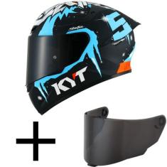 Capacete KYT TT Course Masia Winter Test Preto e Azul Brilhante Mais V