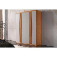 Guarda Roupa Solteiro 4 Portas e 2 Gavetas c/ Pés Grécia Naturale/Off White - Rufato