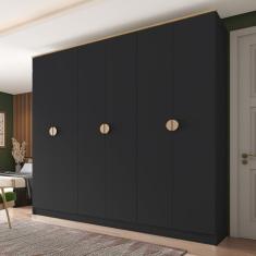 Guarda Roupa Casal 100% Mdf Bp 6 Portas 4 Gavetas Asti Preto