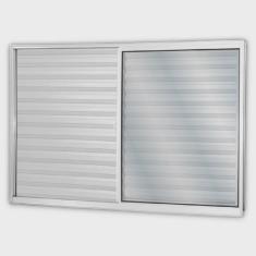 Janela de Alumínio Veneziana de Correr 100x150cm 3 Folhas 1 Fixa com Vidro Liso Linha Soft mgm