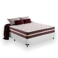 Cama Box Viúva 128 Tecido Sintético Branco com Colchão Little Angel - Bello Box - Mola Superlastic 22x128x188
