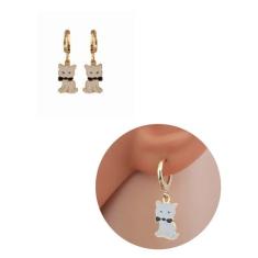 Brinco Infantil Argolinha Gatinho Folheado Ouro 18k Antialérgico - Mix