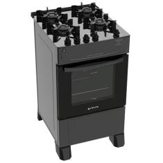 Fogão 4 Bocas Com Mesa de Vidro Atlas Mônaco Top Glass Bivolt, Preto, 