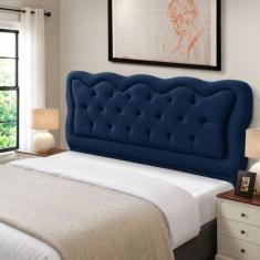 Cabeceira Cama Box Estofada Madeira Queen Size Sofia - D'Julia, Azul