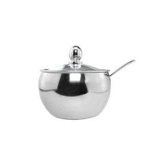 Açucareiro Luxo em AÇO INOX com Tampa de Vidro e Colher Unyhome UD191904