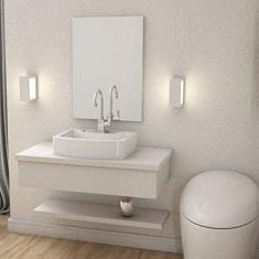 Bancada para Banheiro 80cm com Cuba Aria e Prateleira 805w Metrópole Compace Branco Chess