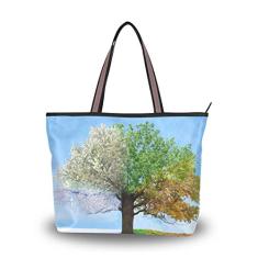 Bolsa feminina com alça superior e bolsa de ombro para árvore de quatro estações, Multicolorido., Large
