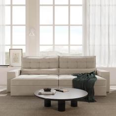 Sofá Retrátil e Reclinável 4 Lugares 300cm Embaúba Extra Cabecasa Madeiramadeira Bege Fosco