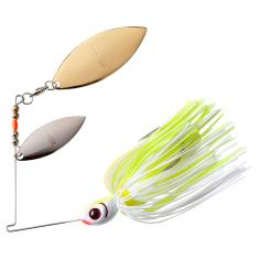 BOOYAH Isca de pesca para robalo Blade Spinner, Chartreuse branco, salgueiro duplo (15 ml)