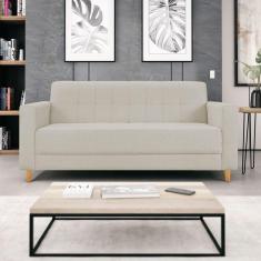 Sofá 2 Lugares 180cm Linho Dallas Maranata Estofados Bege Claro